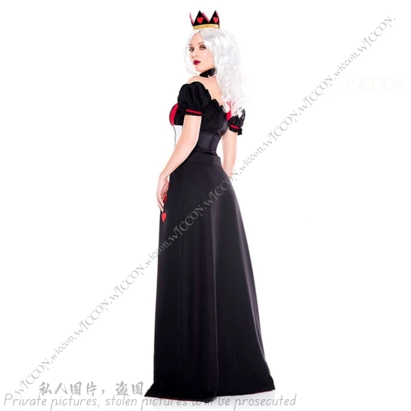 Adult Kid Queen of Hearts Wonderland Costume Cosplay Halloween Party Masquerade Uniform Sexy Headdress+Neck+Top+Tie Skirt+Socks