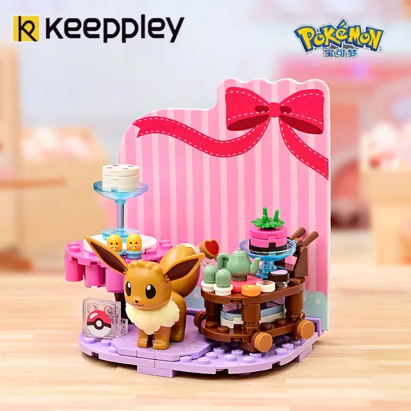 Keepley Model adegan Pokemon rakitan blok bangunan mainan trendi koleksi hadiah liburan ornamen buatan tangan