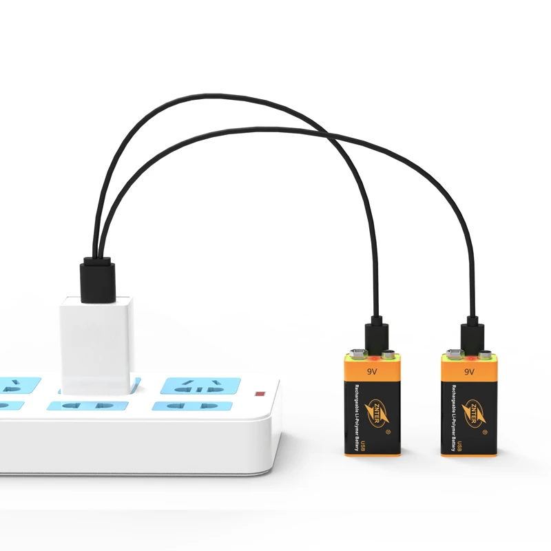 ZNTER 6300mWh 9V batería de litio recargable 6F22 USB batería recargable de polímero de litio para cámara RC