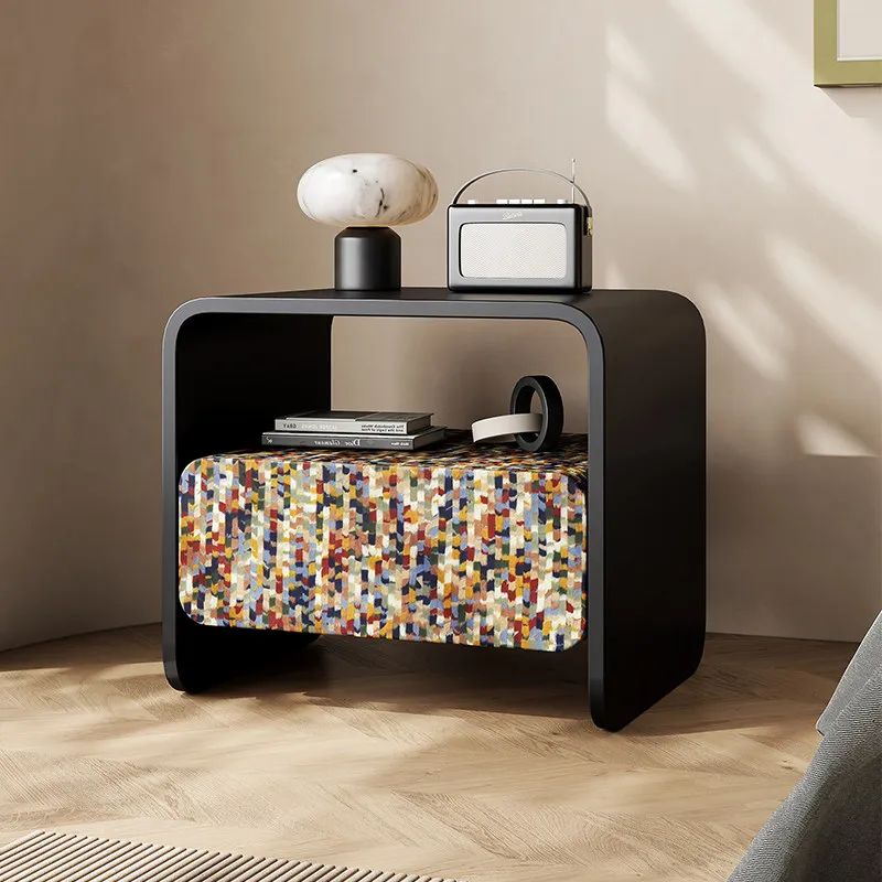 

Aesthetic Black Bedside Table Classic Narrow Japanese Unique Bedside Table Storage Retro Luxury Mesitas De Noche Furniture Home