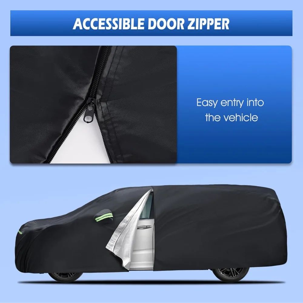 

Universal Waterproof Car Cover for Minivans 1999-2025, Full Protection with Zipper Access & Windproof Design