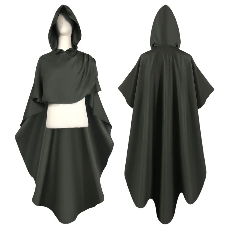 Halloween cospaly traje europeu retro medieval cavaleiro capa de comprimento médio com capuz capa unissex modelos jogar trajes