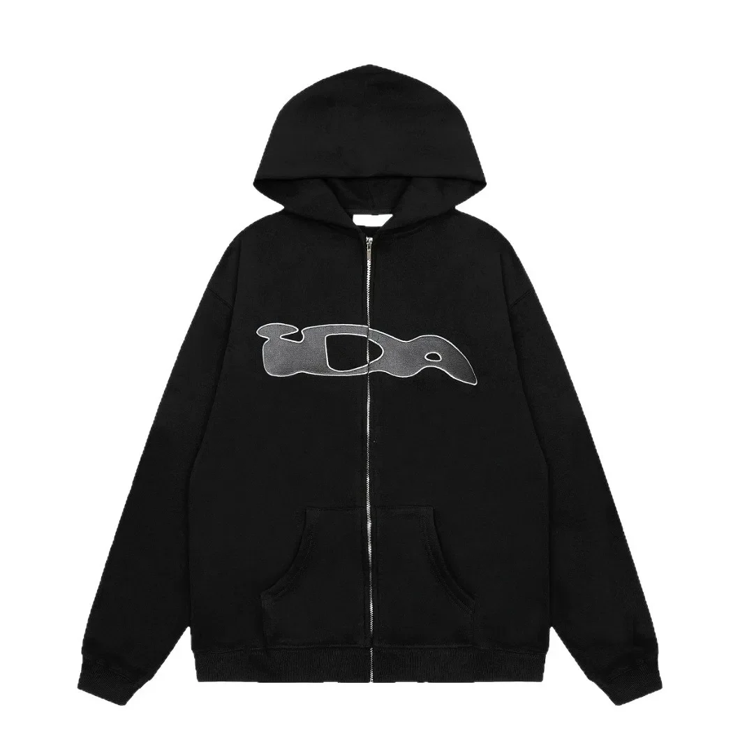 سترة بغطاء للرأس بسحاب من High Street Ida Sply للجنسين، سترة صوفية مطرزة بسحاب، سترة رياضية فضفاضة، ملابس غير رسمية #5