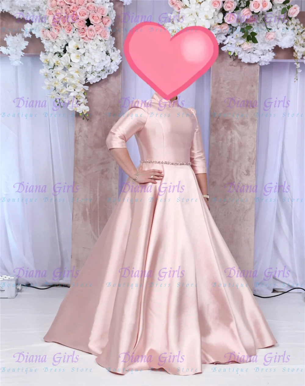 

New Elegant Baptism Gowns Flower Girl Dress Quality Pink Satin for Girls Princess Wedding Grand ceremony Evening Ball Gown
