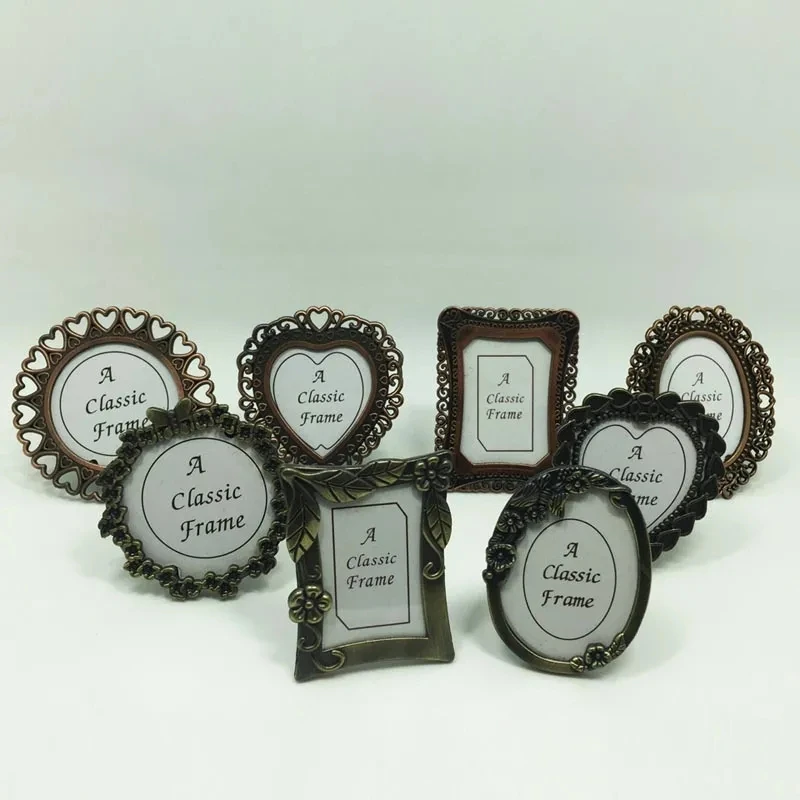 Metal Mini Small Photo Frames Vintage Picture Frames Heart Oval Shape Baby Photo Frame Home Living Room Desktop Decor Exquisite