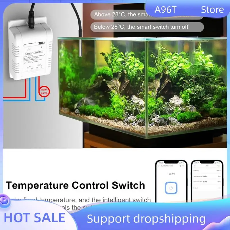 

A96T Tuya Smart Switch Датчик температуры Пластиковый встроенный монитор мощности для Alexa Google Assistant