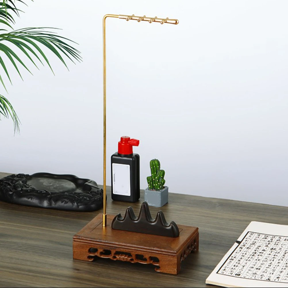 

Chicken Wing Wood Pen Hanging Rack Ink Brush St Calligraphy Pen Holder Desktop ganizer Black Beech Wood 5 Finger Mountain Style