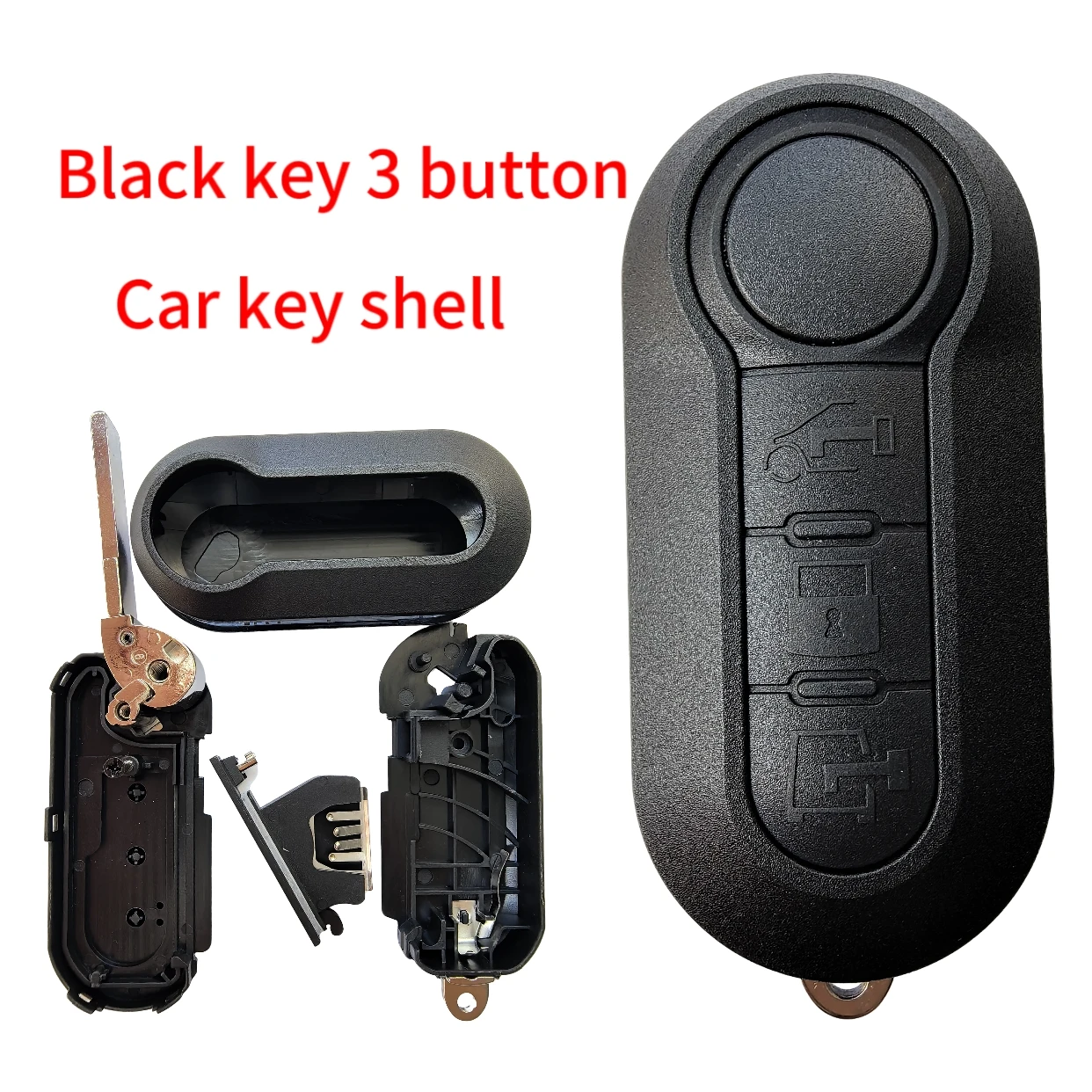 Jingxin 2/3 Tasten Autoschlüssel-Fernbedienungsgehäuse, Leeres Gehäuse mit SIP22-Klinge für Fiat 500 Panda Punto Bravo – Detail 12