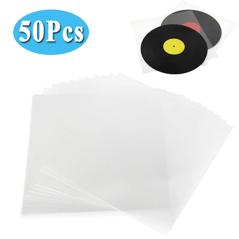 50PCS LP Record Outer Sleeves 32x32cm Transparent OPP Record Disc Protective Storage Bags for Turntable Player LP Vinyl Record