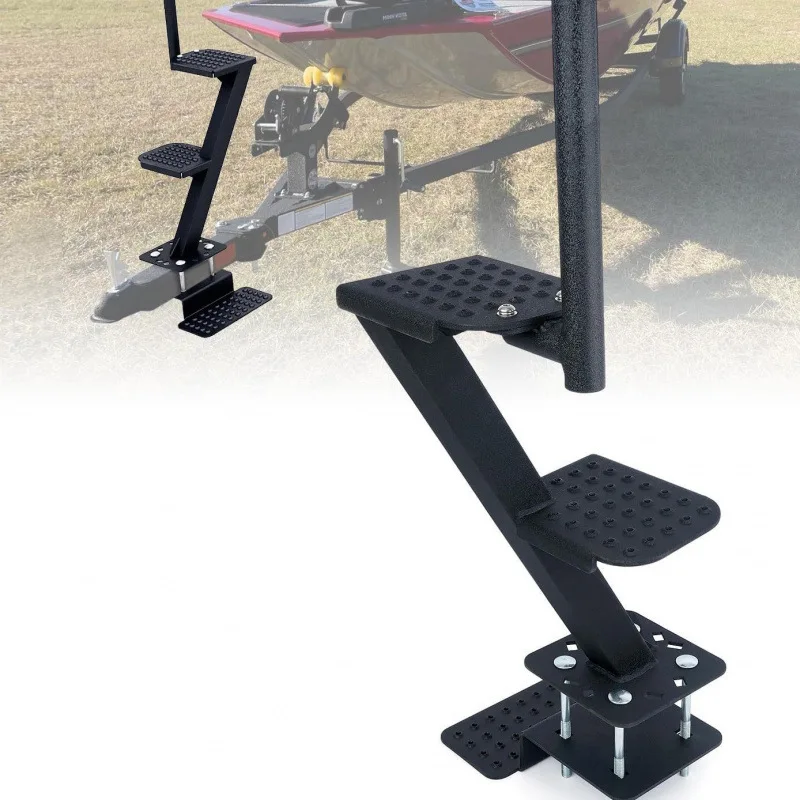 Heavy duty marine trailer ladder with handle surface non-slip universal type suitable for trailer rear step