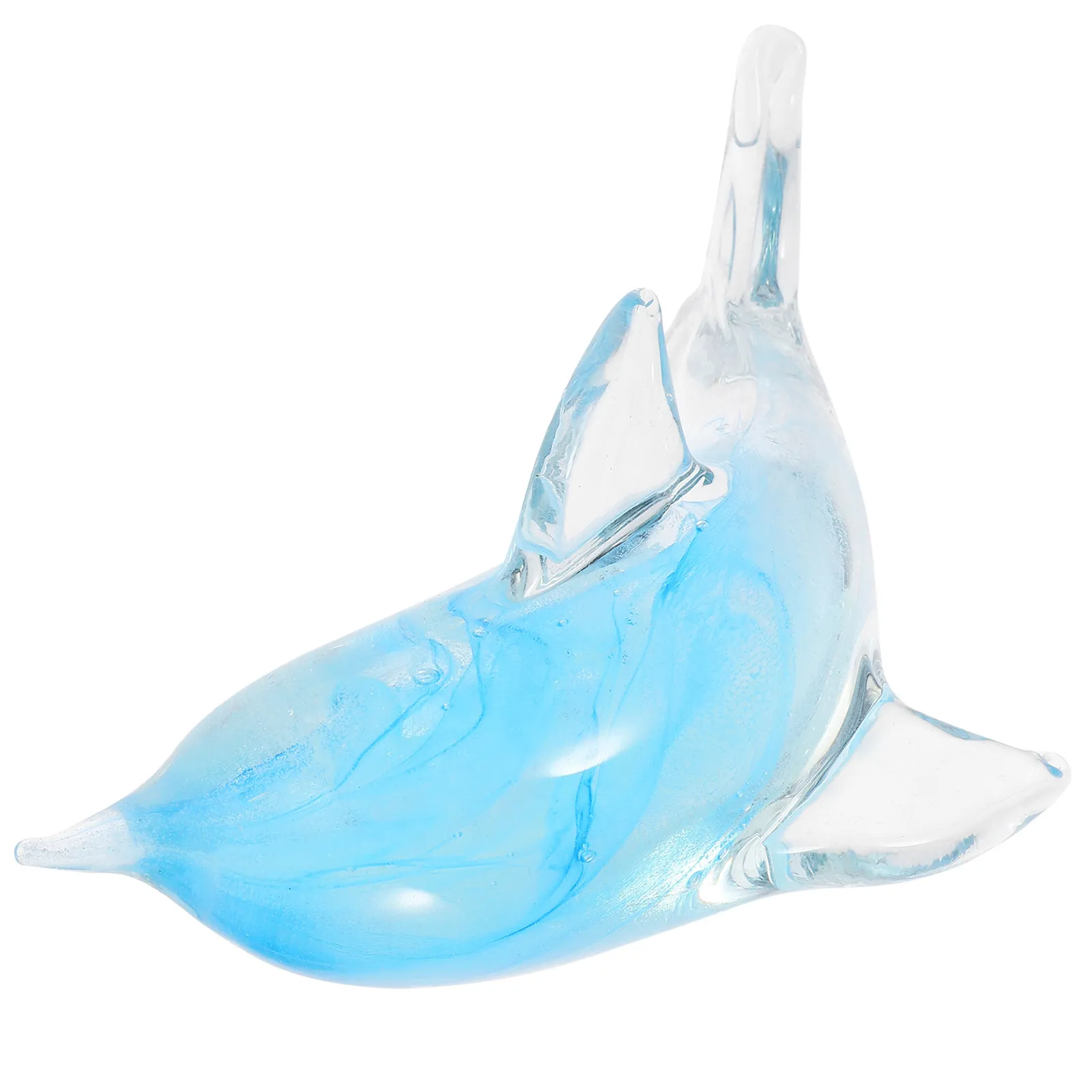 Glass Dolphin Decoration Handcrafted Artistic Sea Animal Sculpture for Living Room Bedroom Study Desktop Bar Wine Cabinet Home