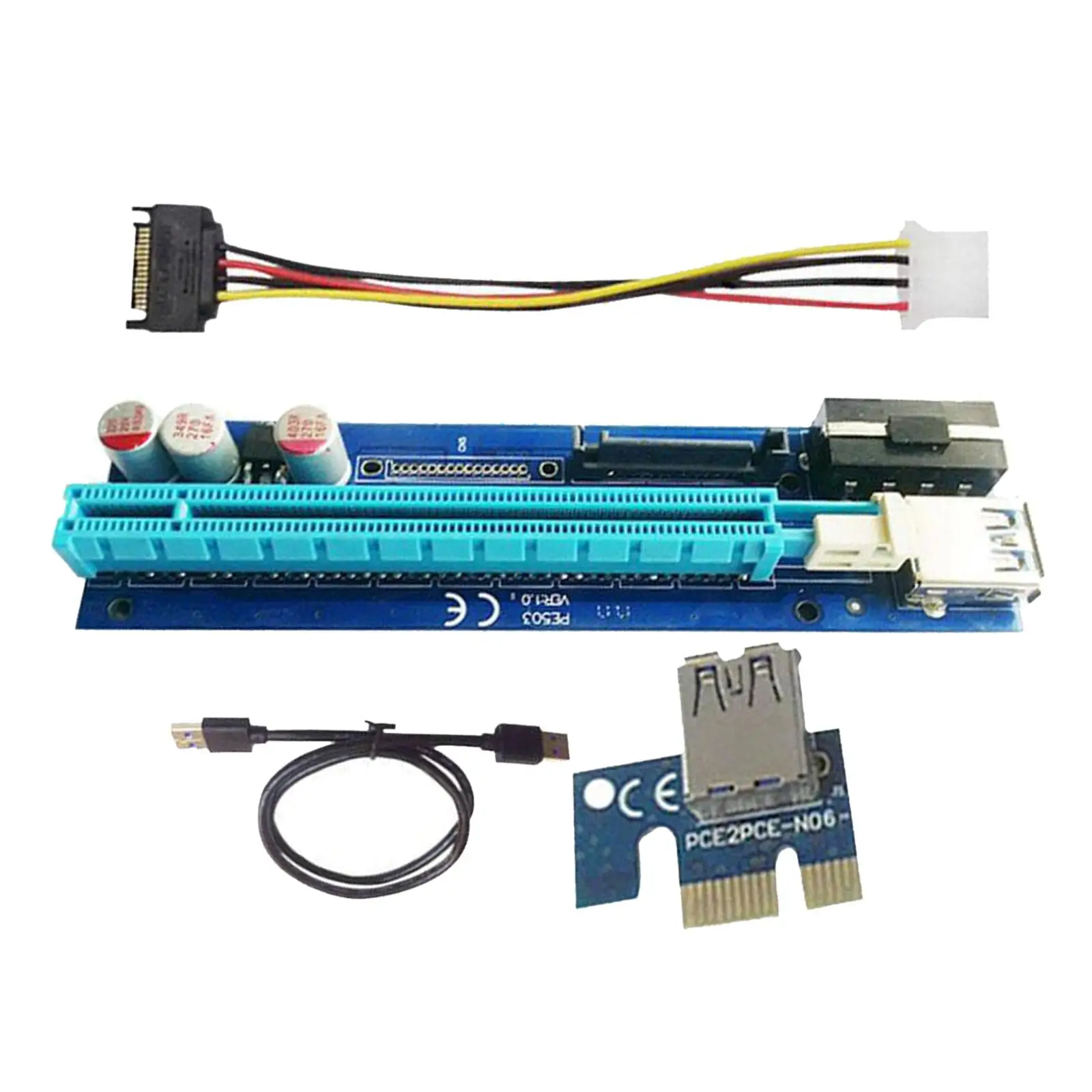 PE503 PCI-E GPU Riser Card 4PIN+ Адаптер питания для биткойн-майнера