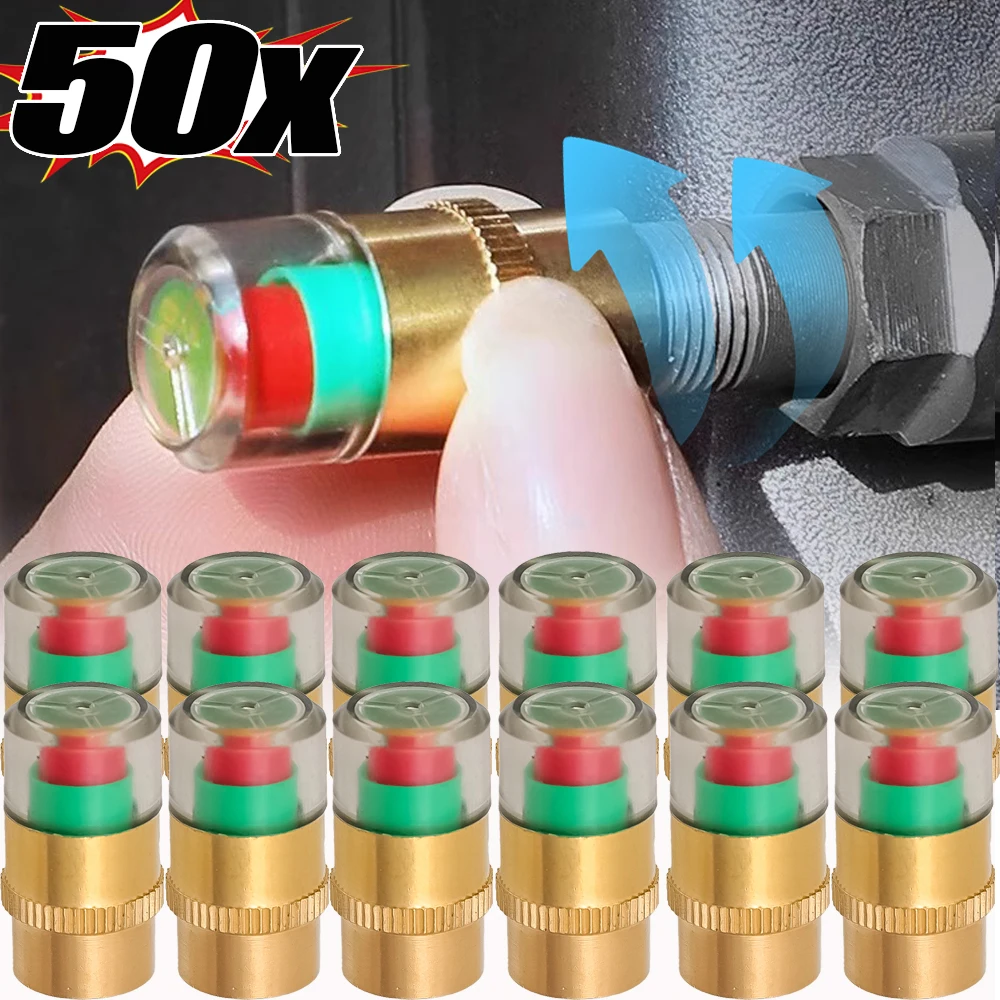 

50pcs Motorcycle Car Tire Pressure Monitor Valve Cap Sensor Indicator Eye Alert Auto Tire Pressure Inspection Tool Tire valve