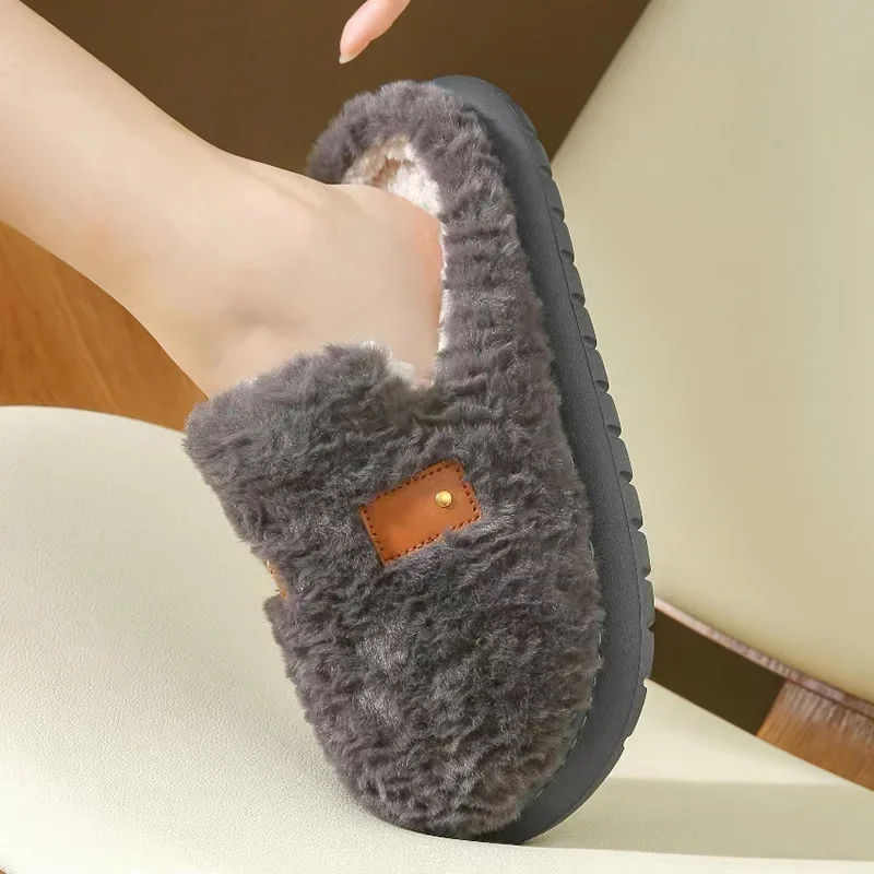 High quality cotton slippers autumn and winter home indoor non-slip warm warm thick bottom home couple hair slippers wholesale