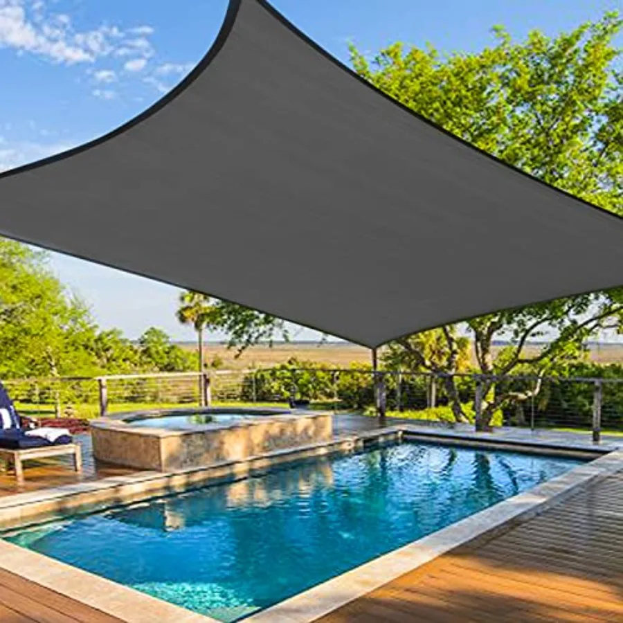 

10' X 30' Dark Grey Rectangle Sun Shade Sail 185GSM Shade Sail Canopy 95 UV Block Sun Shade for Outdoor Patio Garden Backyard W