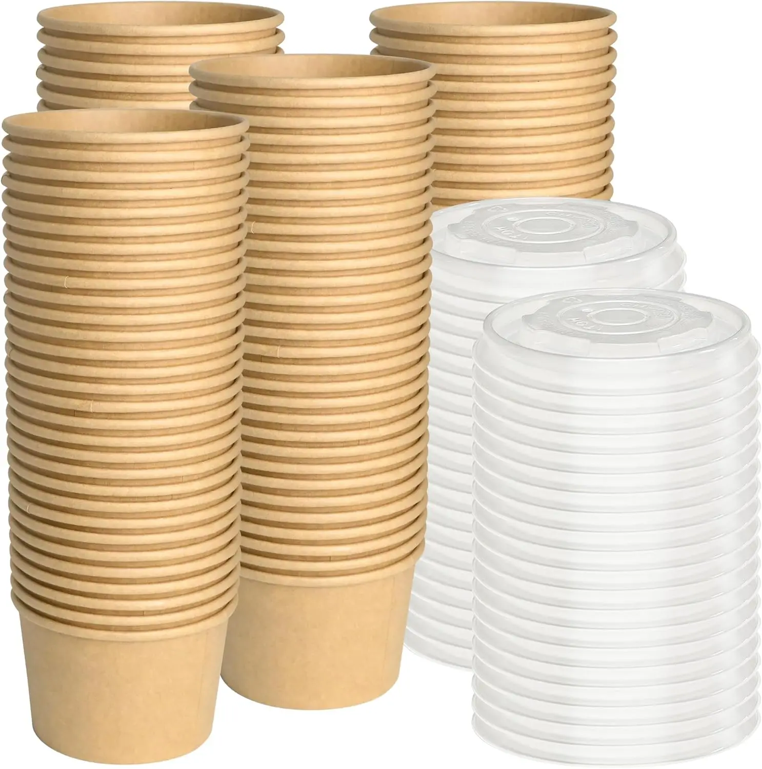 

Paper Ice Cream Cups with Lids, 120pcs 8oz Disposable Dessert Bowls with Lids for Hot or Cold Food, Paper Snack Containe