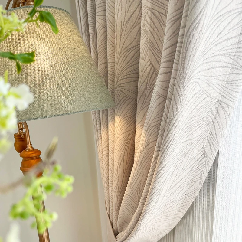 Spersonalizowane nowoczesne, proste, dwustronne zasłony żakardowe zasłony z szenili z wysokiej jakości linią liściową do sypialni w jadalni