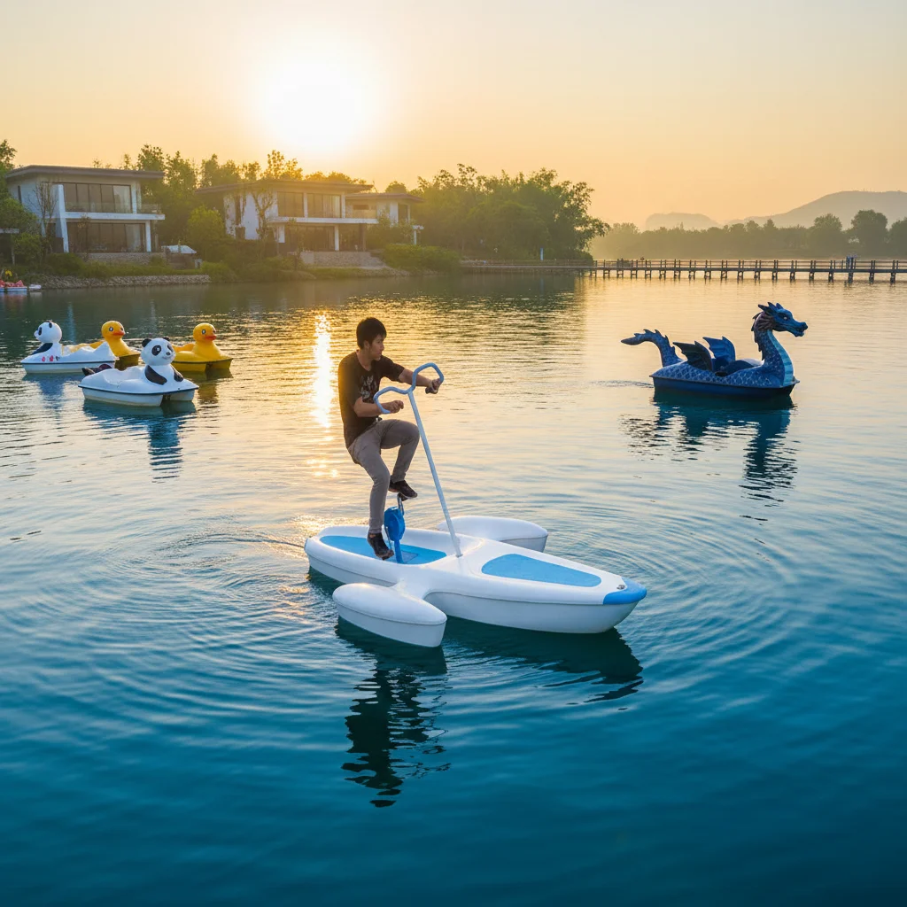 Fiberglass Water Bike Pedal Boat Pedalo (M-030)-Outdoor Floating Equipment For Home & Commercial Use