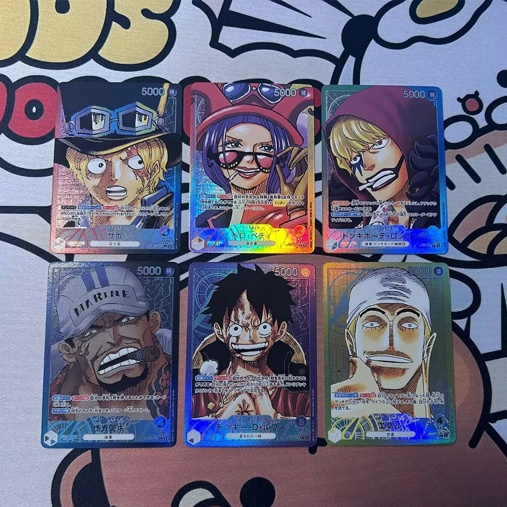 6 Buah/Set Kartu Koleksi Anime OPCG Monkey D Luffy Nami Shanks Yamato Roronoa Zoro OP04 OP08 Hadiah Kartu Flash Warna Refraksi