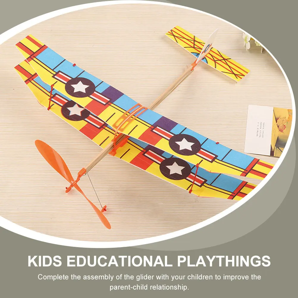 

3Pcs DIY Rubber Band Airplane Models Children Assemble Glider Planes for Parent Child Bonding Lightweight Portable