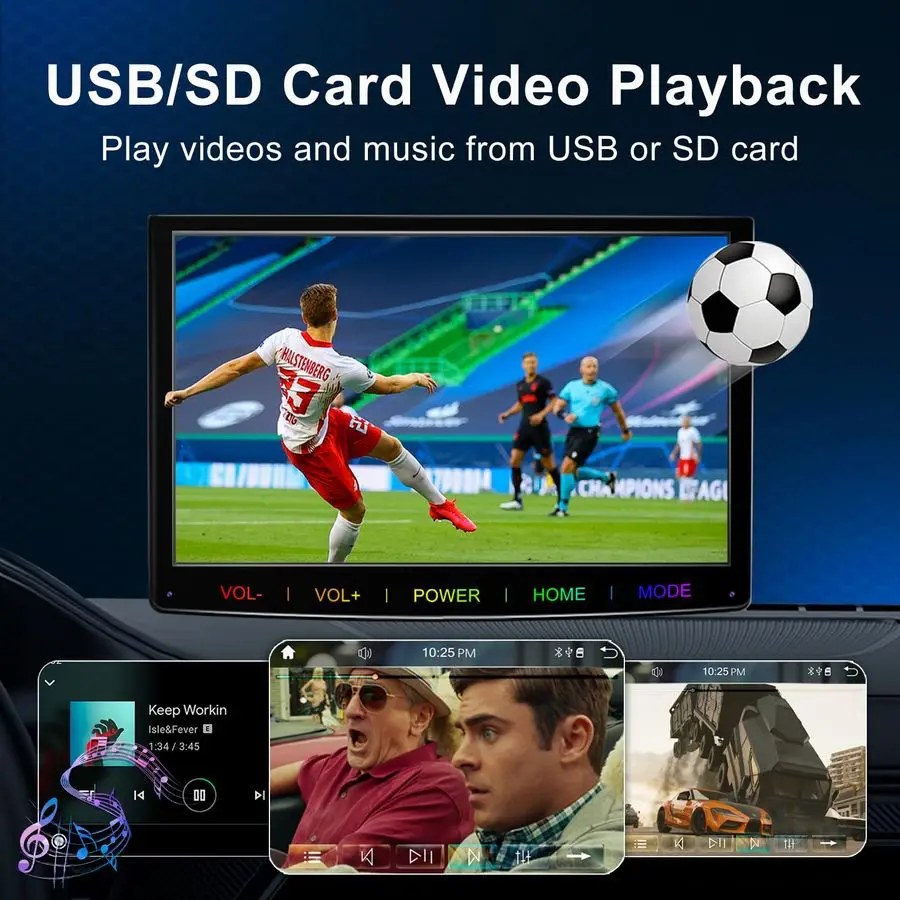 Беспроводной портативный автомобильный экран Apple CarPlay усилителя Android Auto, автоматическая регулировка яркости, поддержка HD-видео, с резервной камерой HD