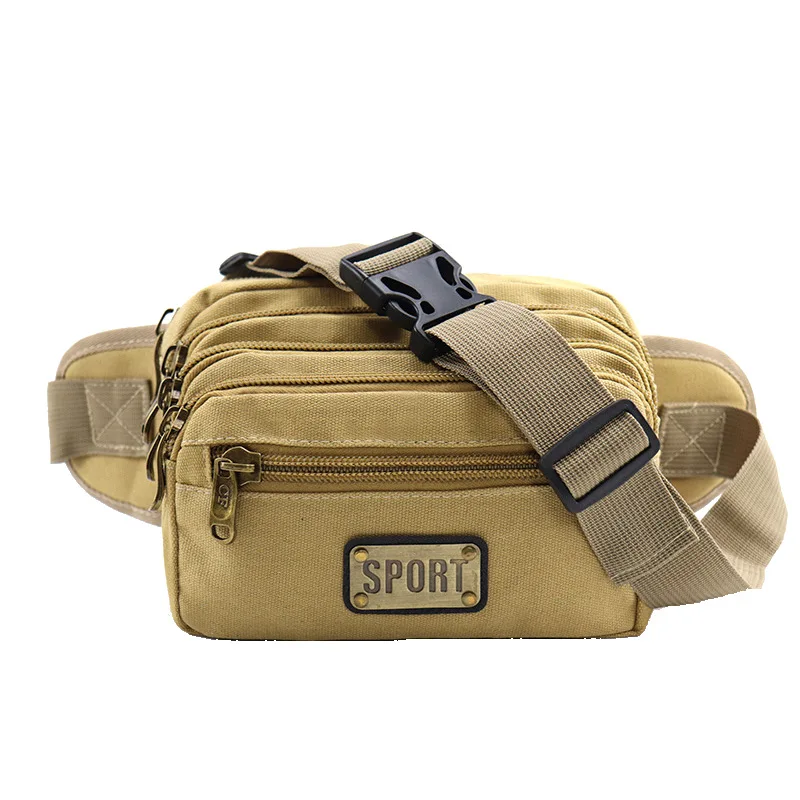 Unisex Canvas Multifunctional Waist Chest Bag Large Capacity for Outdoor Business with Multi-Pockets Money Collection
