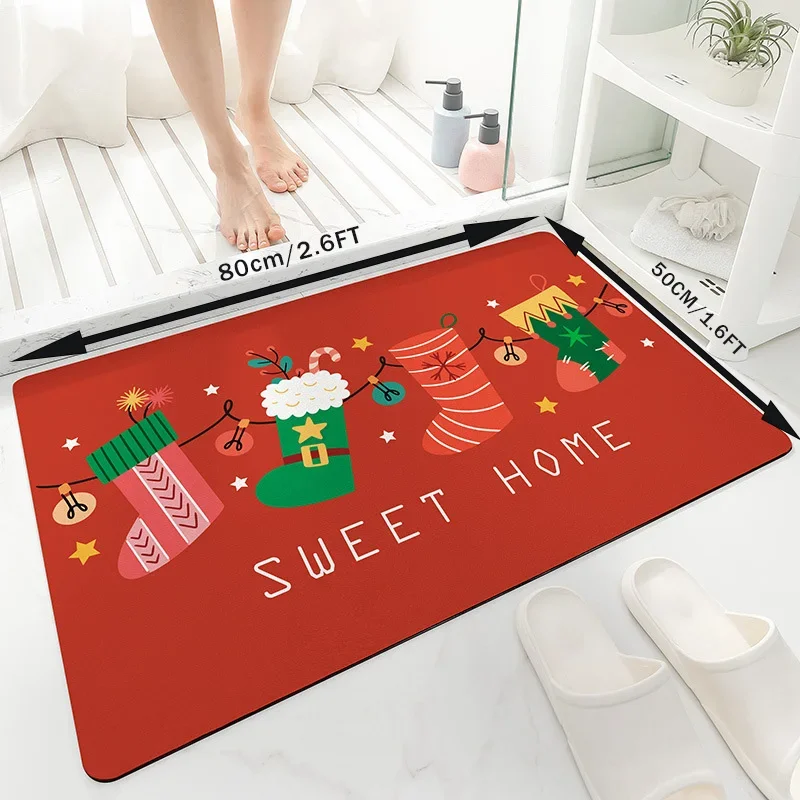 

Vikama Christmas Old man diatomite home decorative carpet bathroom entryway doorway absorbent oil resistant floor mats