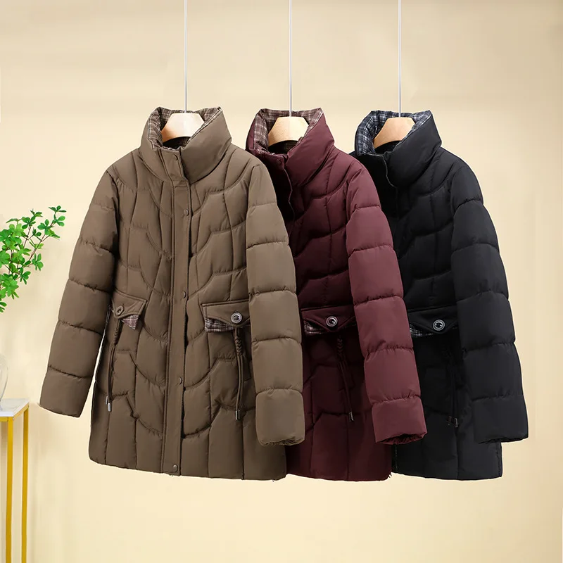 Parkas Women Mid Length Coats Stand Collar Jackets Thick Warm Y2k Streetwear Elegant Jacket Work Coat Autumn Winter 2025