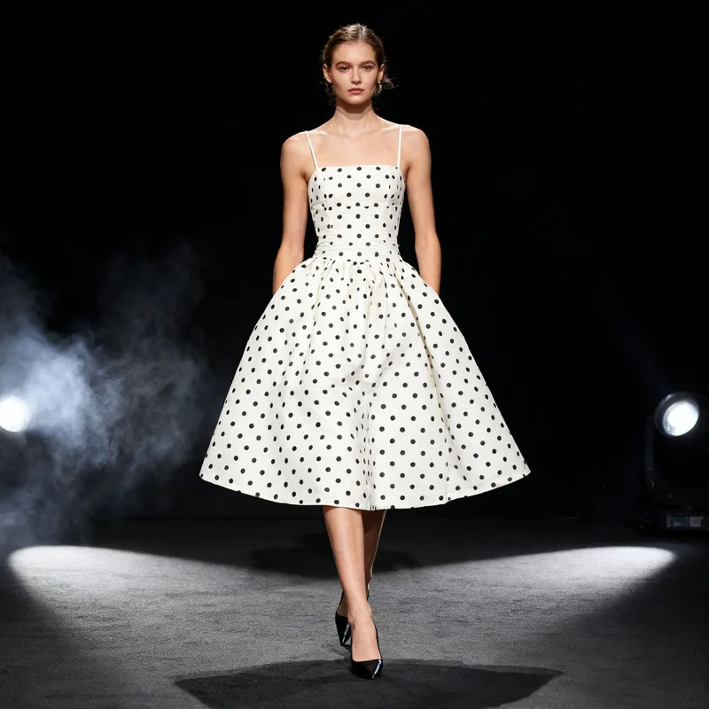 

Модное женское элегантное платье BEWQ для вечеринок, винтажное, в горошек, без бретелек, с поясом и оборками, весна 2026, новинка