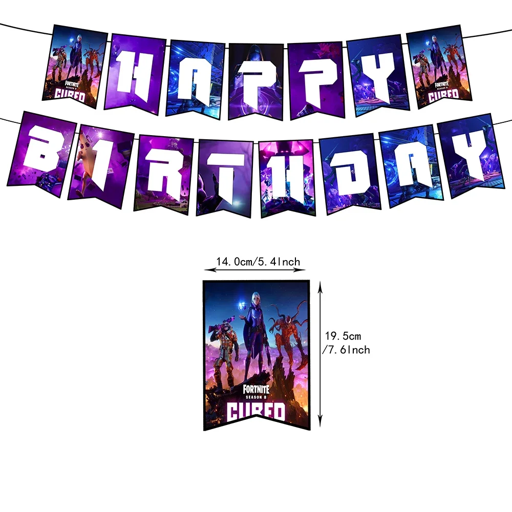 Fortress Night Birthday Party Decoration Balloon Banner Backdrop Tableware Cake Topper Party Supplies Baby Shower