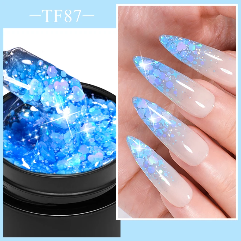 8ML Macaron Glitter Sequins UV Gel Nail Polish Shiny Spring Summer Color Semi Permanant Soak Off All Manicure Nail Art Varnish