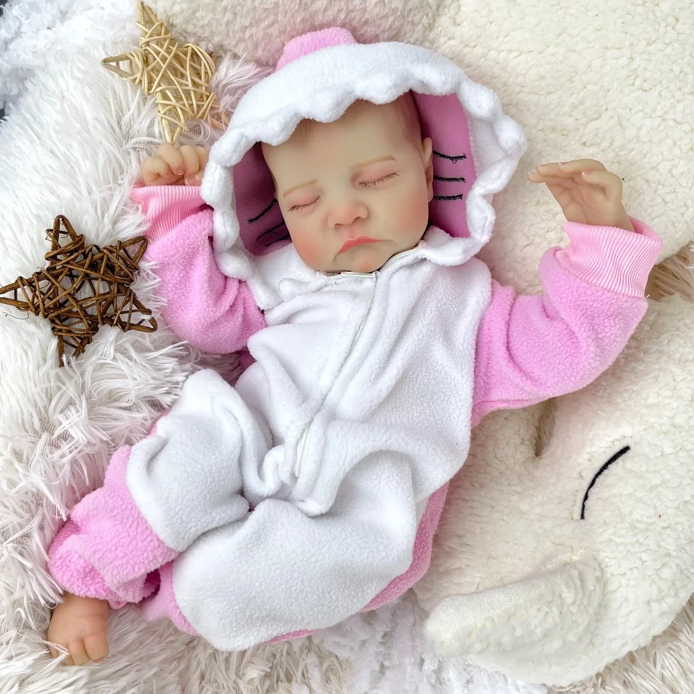 

BZDOLL 18-inch Asleep Reborn Baby Doll Realistic 45cm 3D Skin Doll with Cloth Body Lovely Birthday Gift for Kids