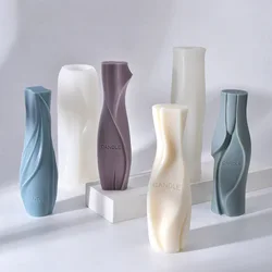 Geometric Spiral Column Silicone Candle Molds Handmade Bottle Vase Shape Aromatherapy Candle Epoxy Resin Soap Silicone Mold