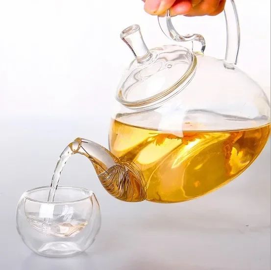1PC 400ML,600ML,750ML 1200ML Flower Coffee Glass Tea Pot Blooming Chinese Glass Teapots Heat Resistant Glass Tea Pots  JN 1011