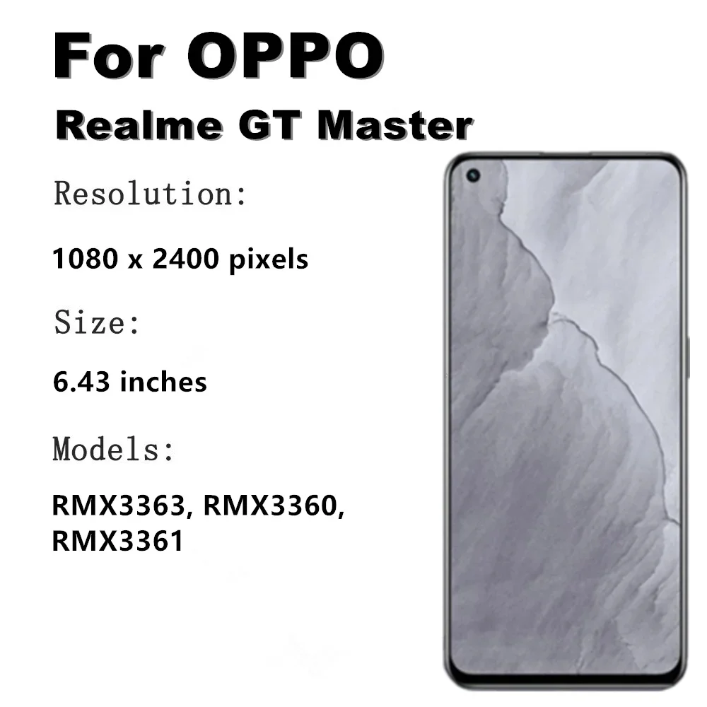 6.43'' AMOLED For Realme GT Master RMX3363 RMX3360 For OPPO Realme GT Master Edition LCD Display Touch Screen Digitizer Assembly