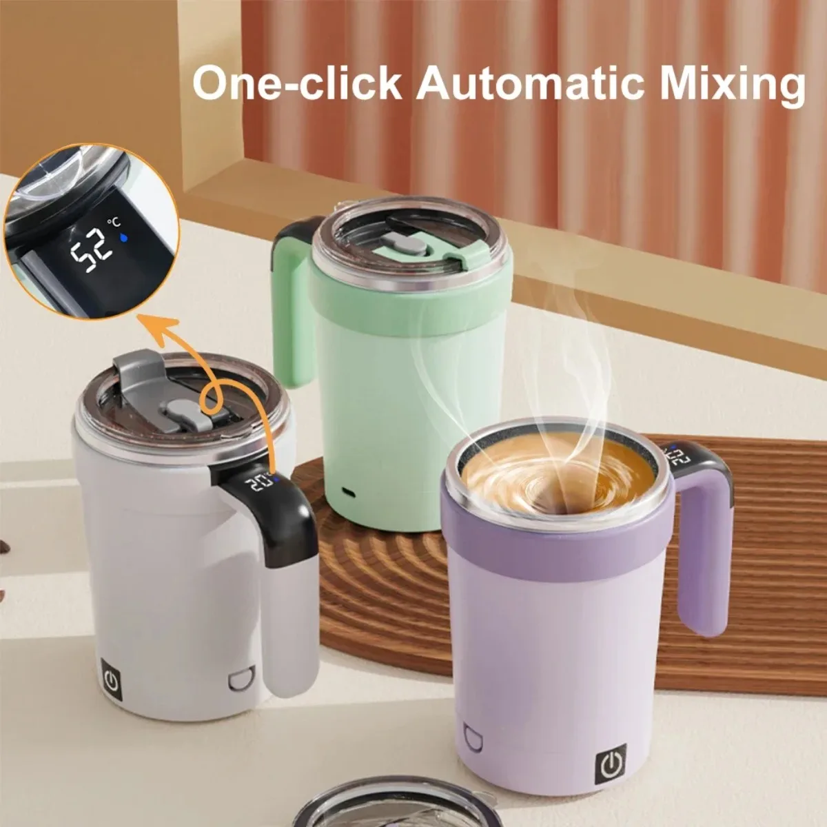 Self Stirring Mug Electric Coffee Cup USB Rechargeable Auto Mixing Cup 380ML Portable Travel Mug for Tea Milk Office Gift