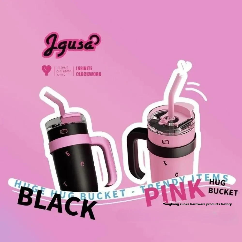 

40 чашек Hot Ice King, черный порошок большой емкости с большой соломой Mac, изолированная чашка из нержавеющей стали высокой красоты