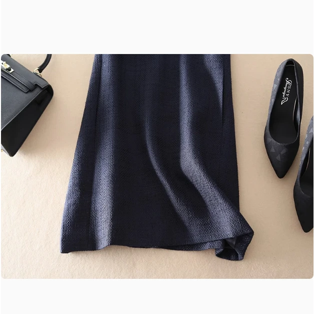 Camada de base de lã solta feminina Dr Svel A-Line Midi Saia redonda Ne Pure Color Commute Sle Primavera Verão Dr