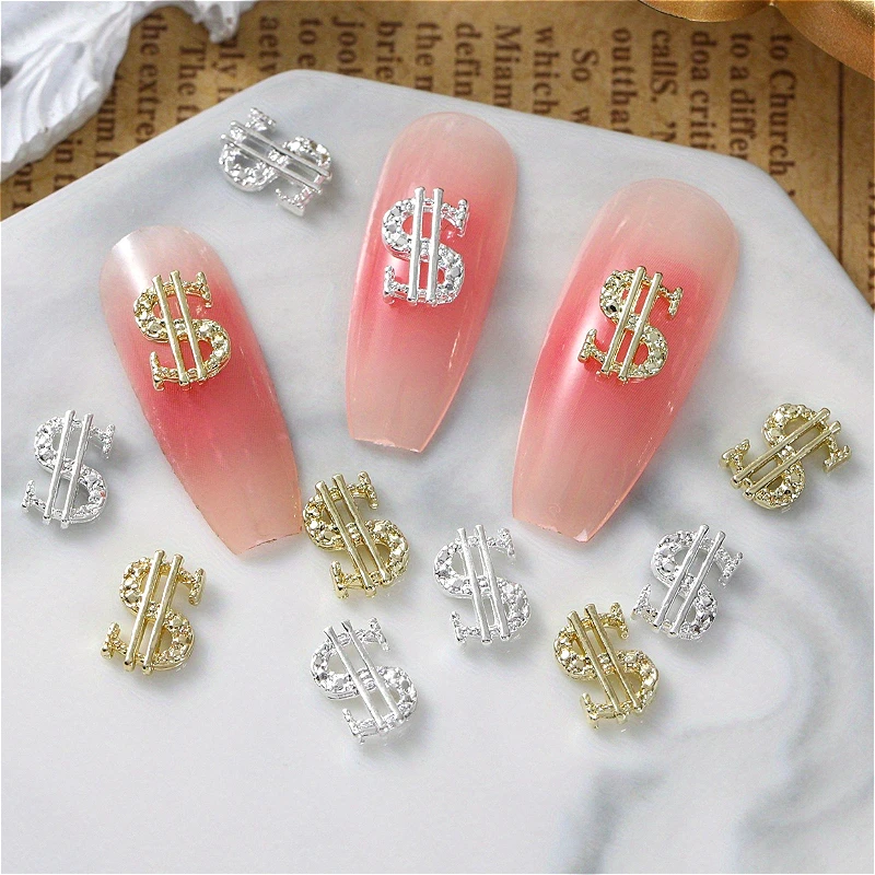 

50 шт., ювелирные изделия для дизайна ногтей из сплава, металлические украшения в форме счастливого доллара, новогодние монеты, чехол для телефона, шпилька, серьги, аксессуары «сделай сам»