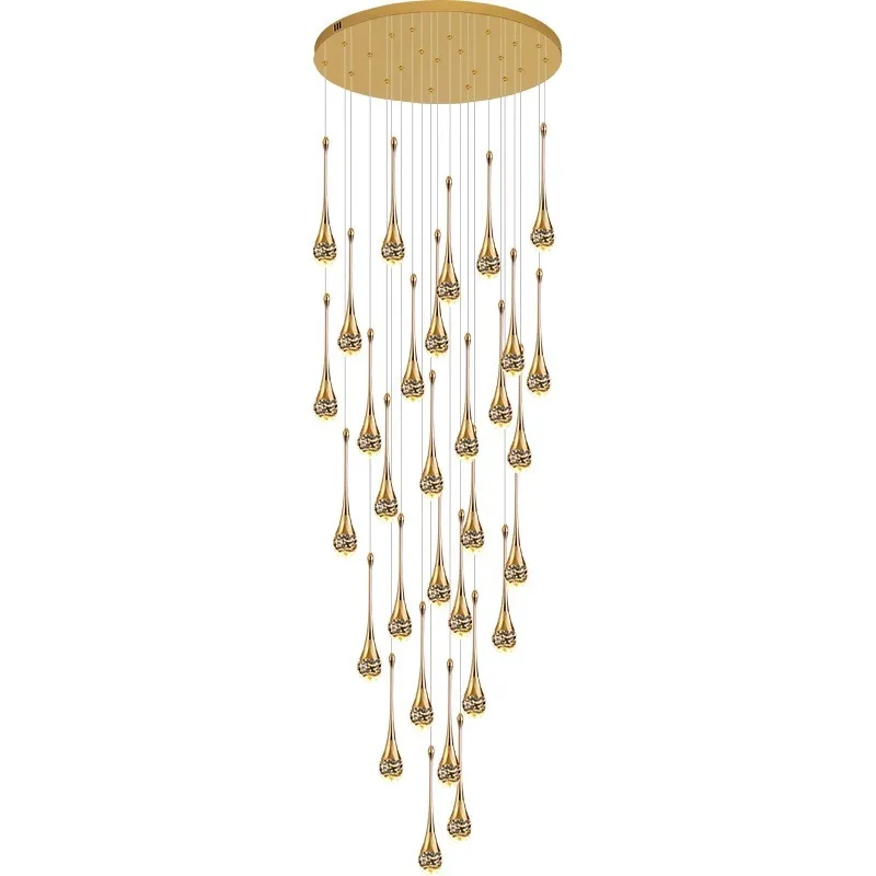 

Duplex villa stair chandelier, villa living room chandelier modern, simple lobby chandelier staircase