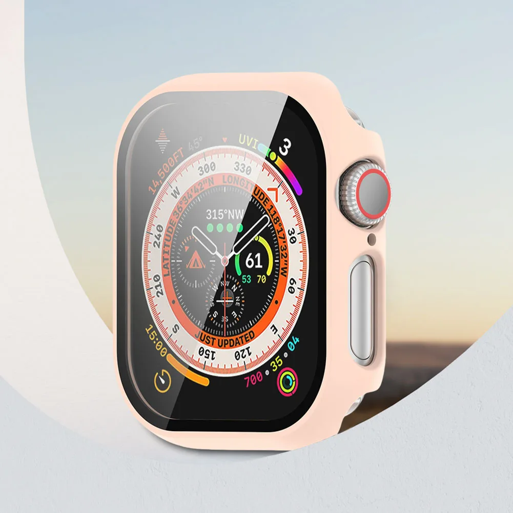 Tempered Glass PC Cover Anti-Fall Watch Screen Protector Anti-Scratch Full Coverage Frame for Apple Watch Series 10 42MM/46MM