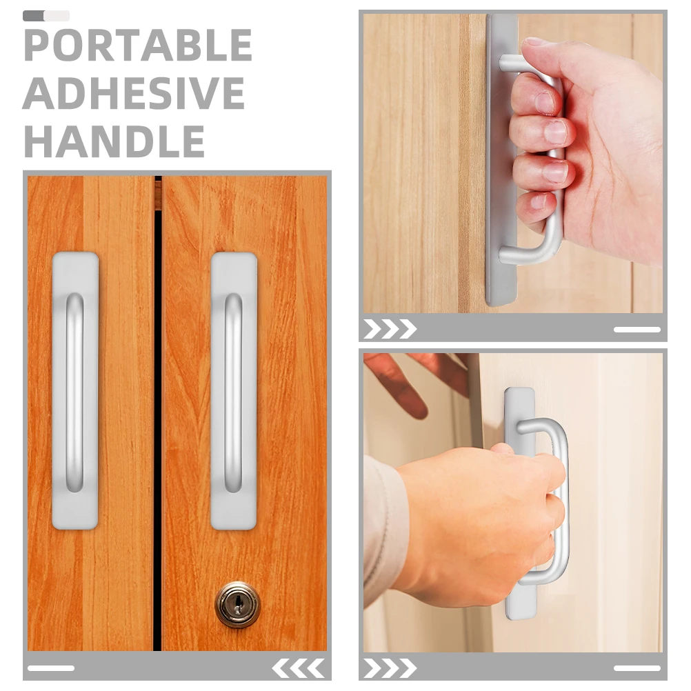

4Pcs Aluminium Alloy Door Handle Heavy Duty Metal Peel and Stick Cabinet Handles No Drilling Sliding Screen Door Handle