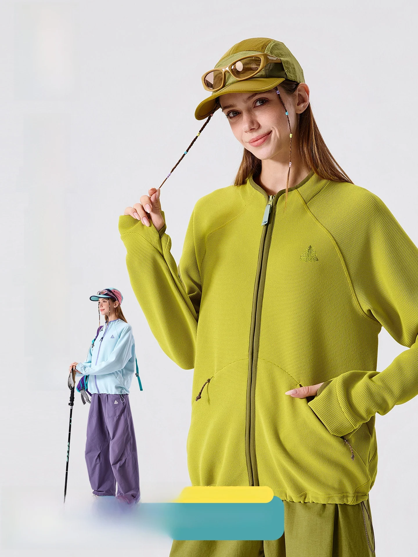 LAZY DAY Outdoor Climbing Color Block Open Cardigan Sweatshirt Women's Loose Casual Hiking Sportswear Polyester Fiber