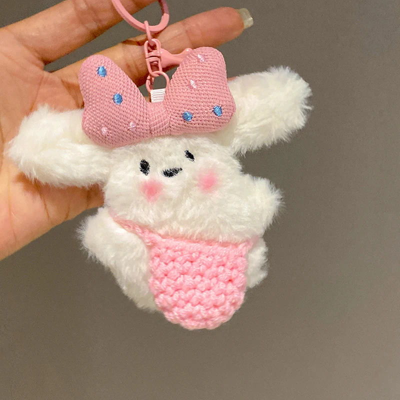 Breloczek z psem w stylu kawaii z kokardką 12 cm, modny brelok do kluczy z psem, zawieszka do torby, stylowa ozdoba do plecaka