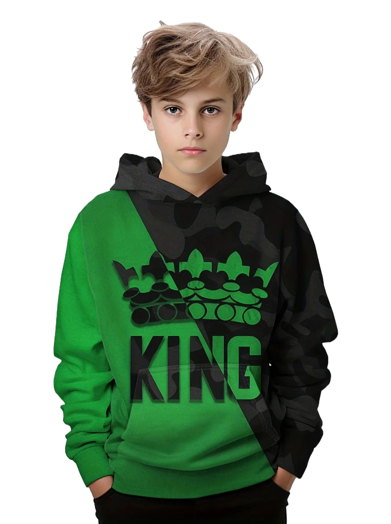Hoodies Boy Casual Pullover Kids Hooded Long Sleeve King Print Sweatshirt Boys Spring Fall Kids Hoodie Tops Children\'s Clothing