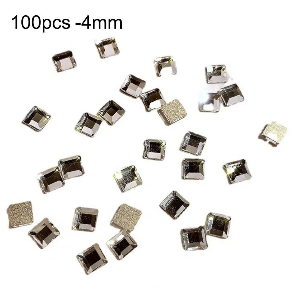 100Pcs Nail Charms Shiny Nail Art Decoration Zircon Square Shaped Nail Rhinestone Jewelry Ornaments for Salon