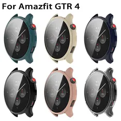 For Amazfit GTR 4 Hard PC Case+Tempered Glass Smart Watch Screen Protector Bumper Shell for Huami Amazfit GTR4 Watch Case Cover