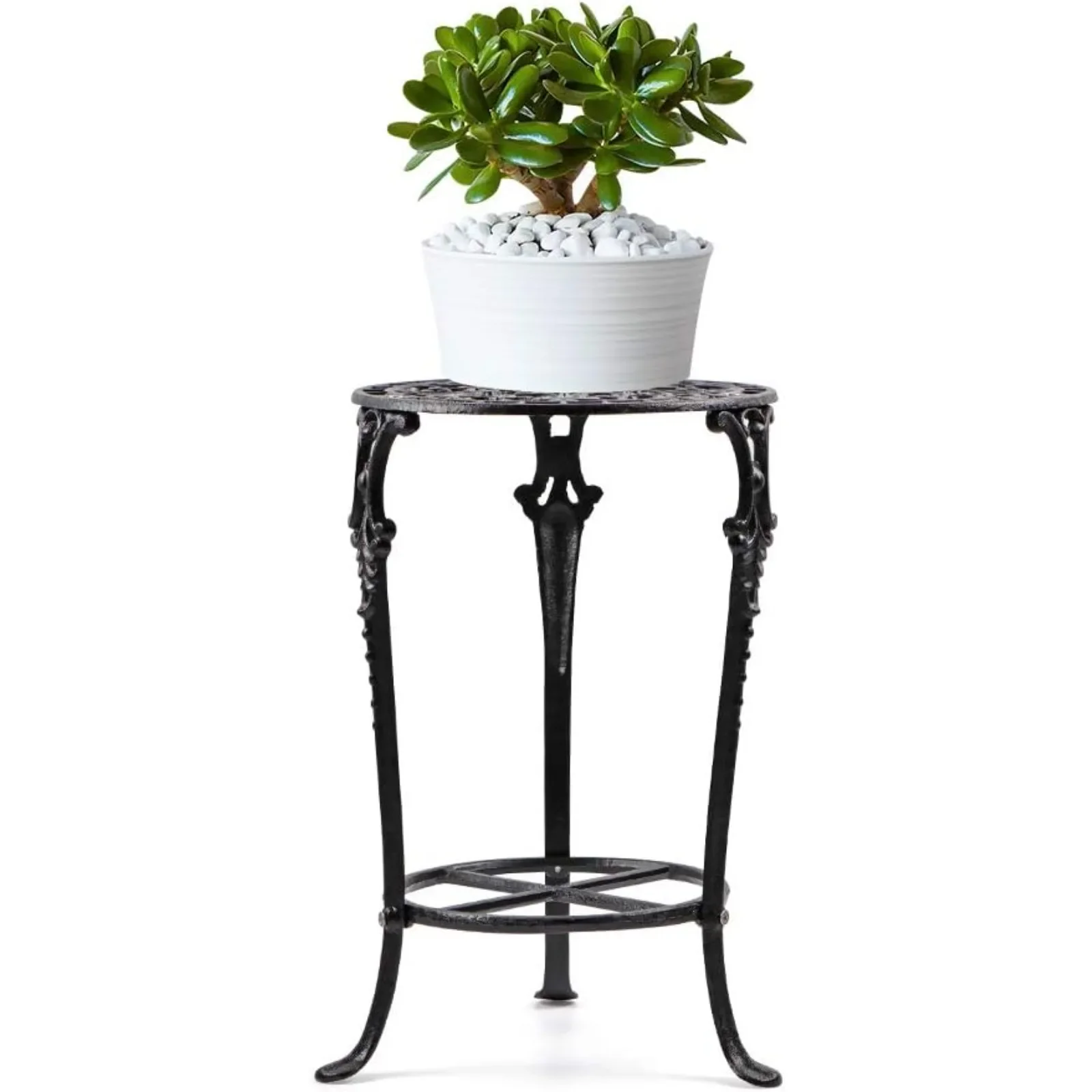 

US Plant Stand 18.8 Inches Tall, Cast Iron Potted Plant Stand, 2-Tier Metal Planter Stand, Flower Pot Stand for Living