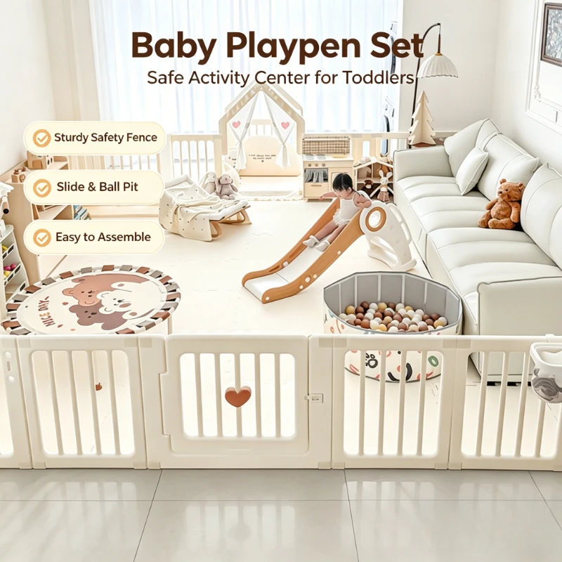 

Safe Material Sturdy Baby Playpen Freely Splicing Kids Play Fence Indoor Home Living Room Baby Crawling Game Protection Fence