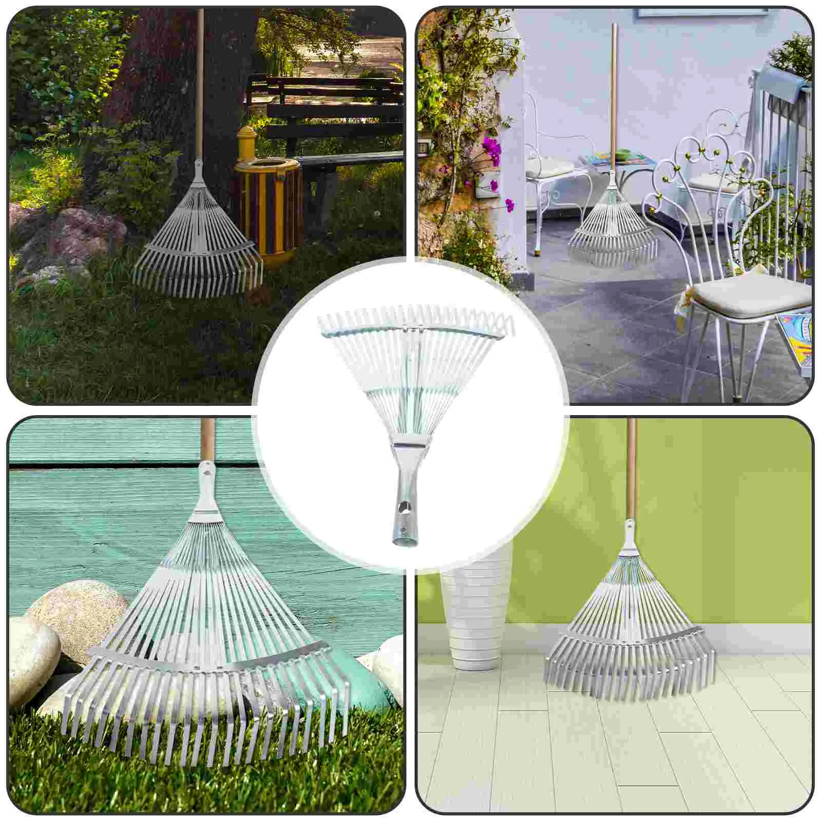 Expandable Garden Rake Scalable Metal Leaves Lawn High-carbon Steel Adjustable Gardening